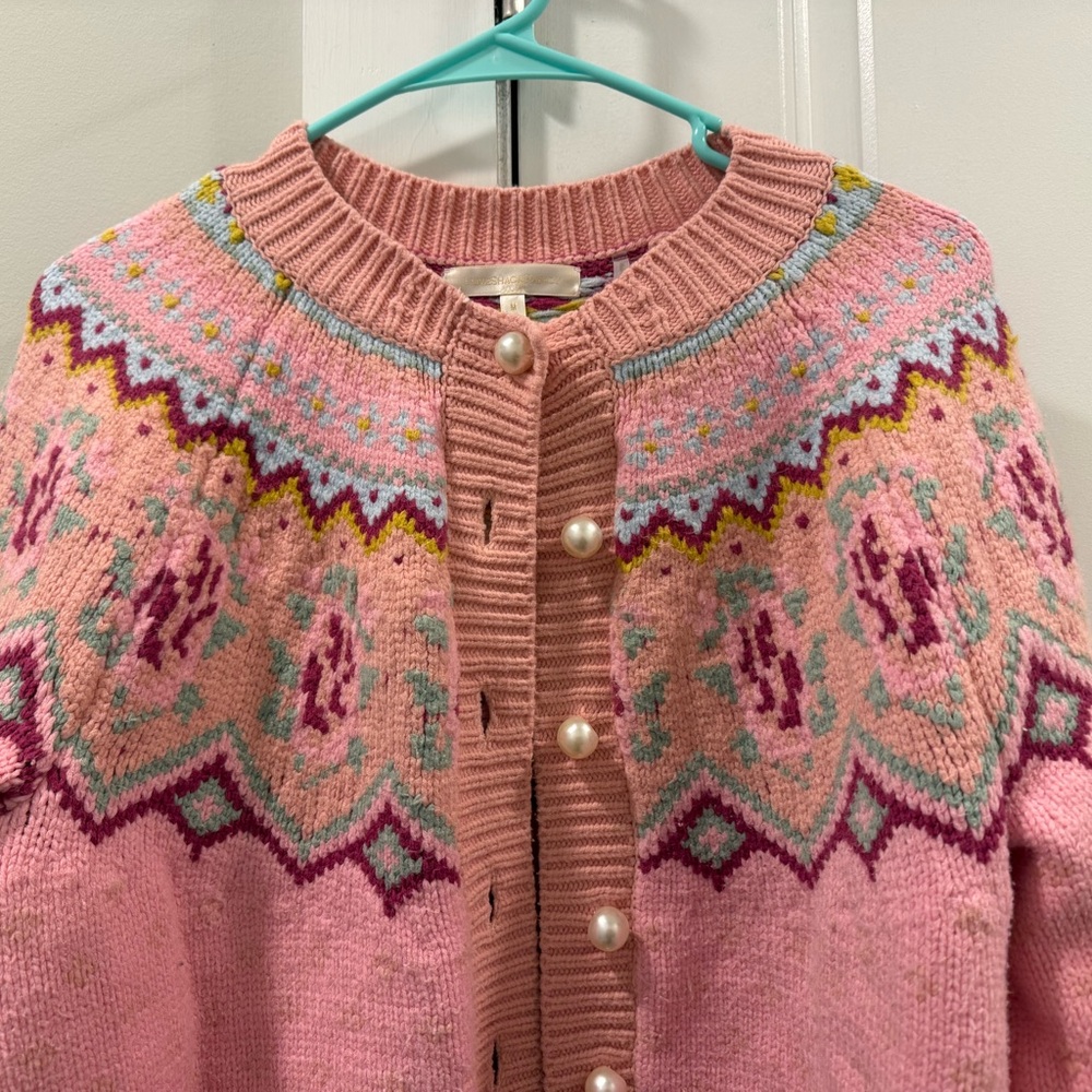 LoveShackFancy Honeypie Cardigan in Berry Smash - Picture 5 of 8